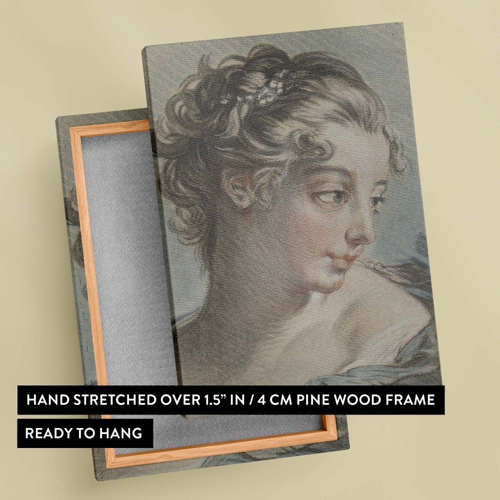 Buste van een jonge vrouw - French Pastel Lady Portrait By Louis Marin Bonnet canvas wall art - Image 6
