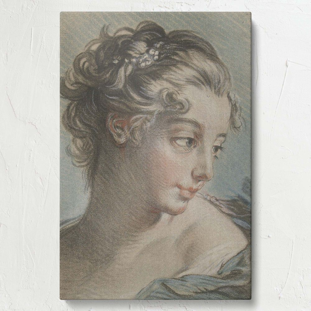 Buste van een jonge vrouw - French Pastel Lady Portrait By Louis Marin Bonnet canvas wall art - Image 7
