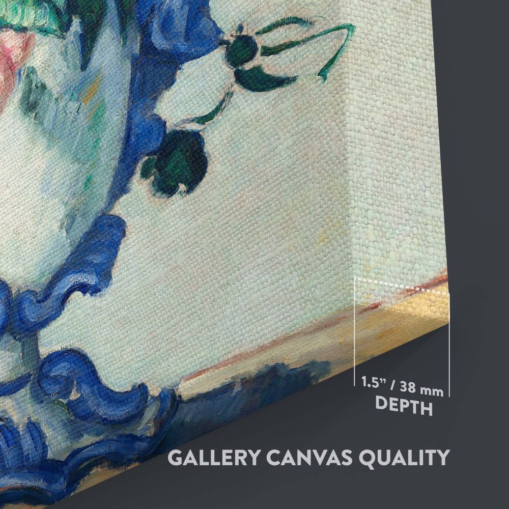 Rococo Vase - Vibrant Still Life Flowers in Blue Vase By Paul CŽzanne canvas wall art - Image 3