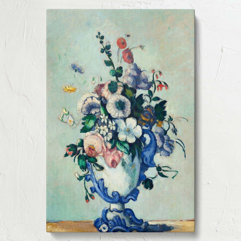 Rococo Vase - Vibrant Still Life Flowers in Blue Vase By Paul CŽzanne canvas wall art - Image 7