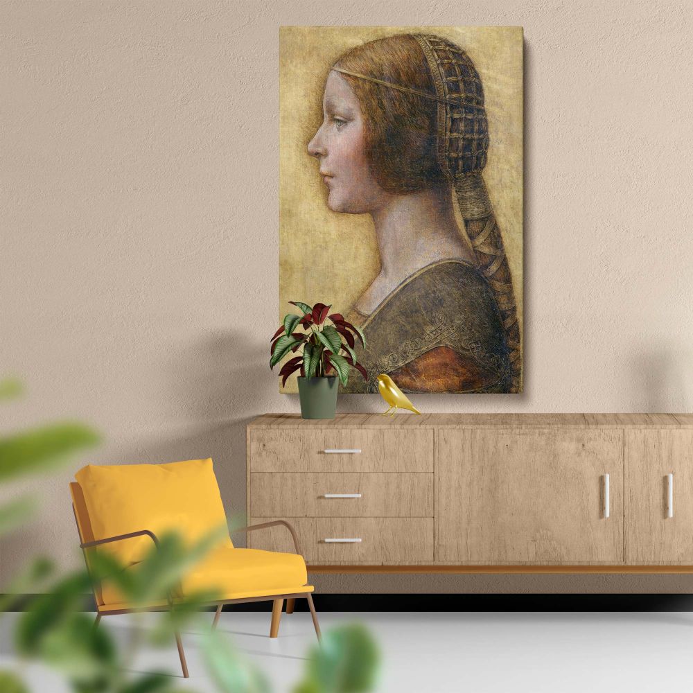Profile of a Young FiancŽe - Renaissance Side Portrait By Leonardo da Vinci canvas wall art - Image 5