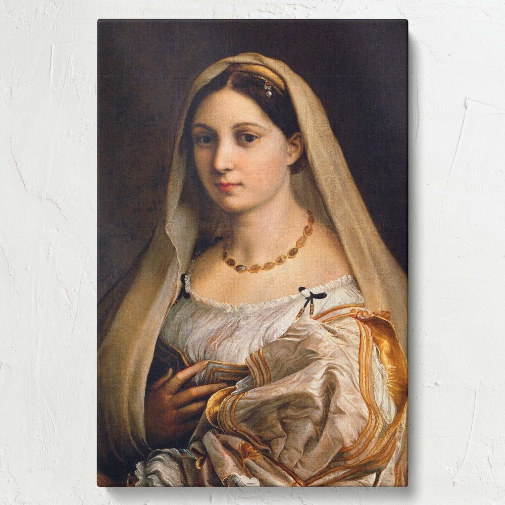 La Donna Velata - Woman with Veil Portrait By Raphael canvas wall art - Image 7