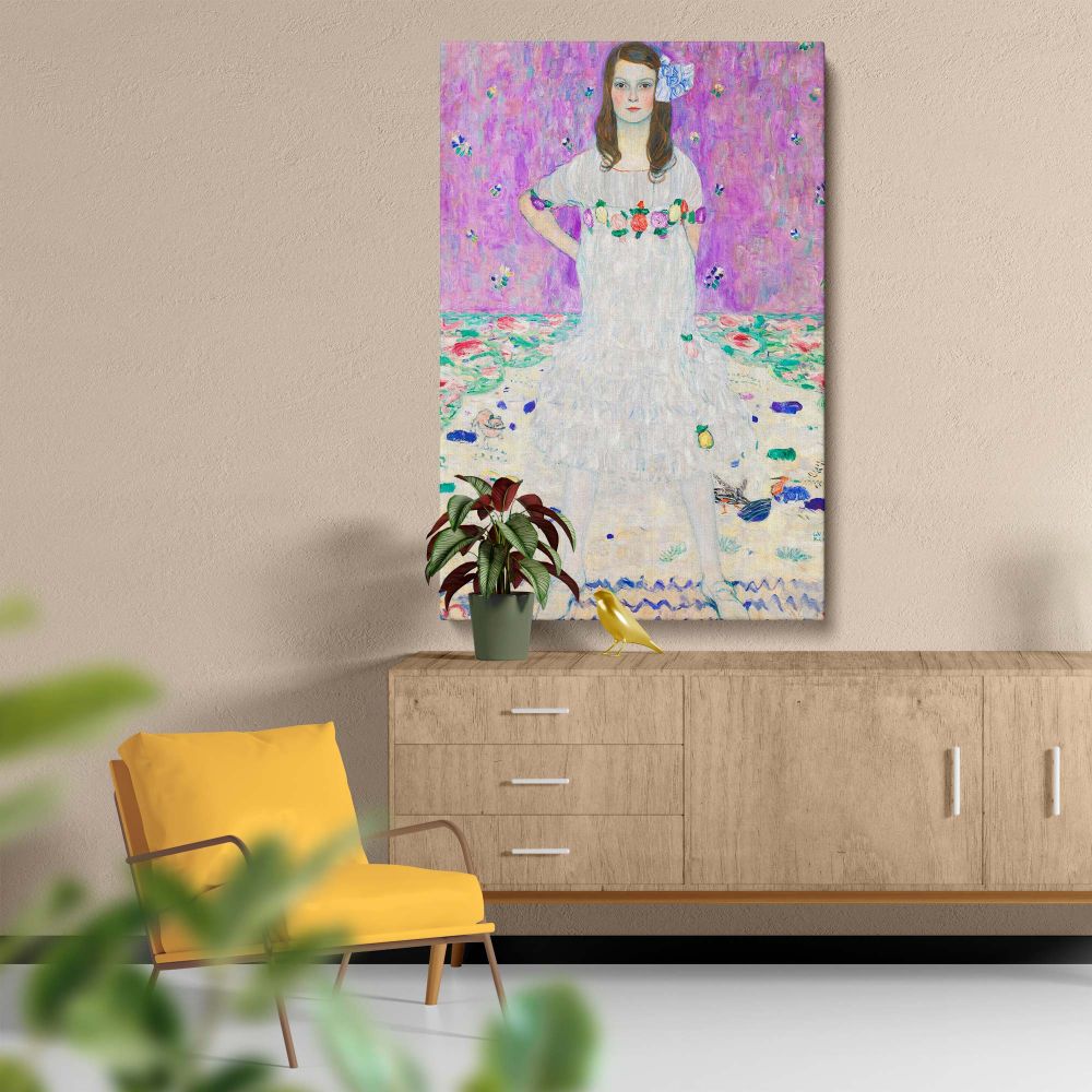 MŠda Primavesi - Girl in Floral White Dress By Gustav Klimt canvas wall art - Image 5