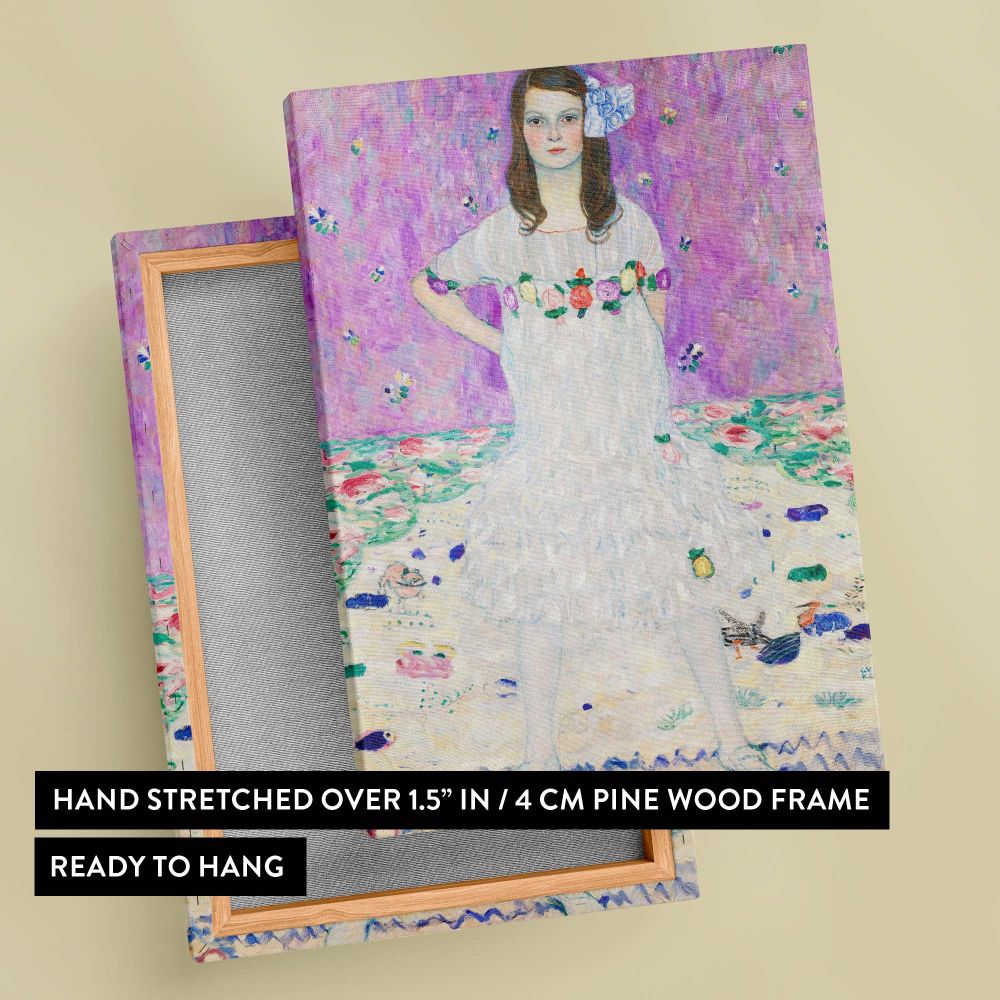 MŠda Primavesi - Girl in Floral White Dress By Gustav Klimt canvas wall art - Image 6