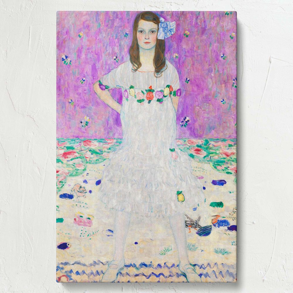 MŠda Primavesi - Girl in Floral White Dress By Gustav Klimt canvas wall art - Image 7