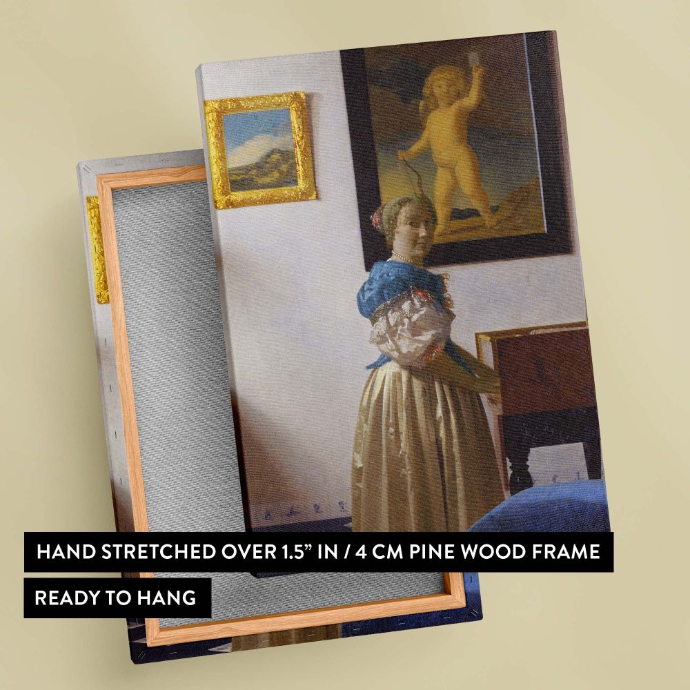 Lady Standing at a Virginal - Classical Dutch Elegance By Johannes Vermeer canvas wall art - Image 4