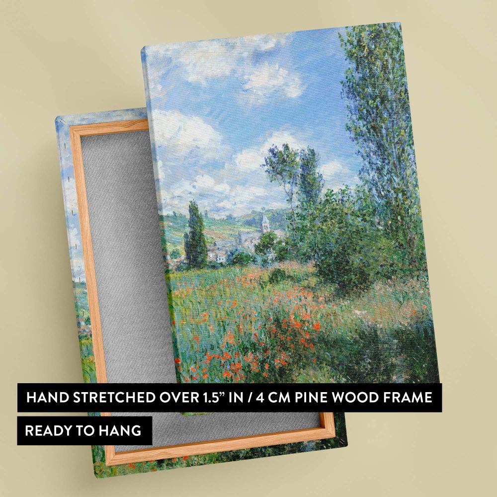 View of VŽtheuil - Wildflowers & Sky Impressionist Landscape By Claude Monet canvas wall art - Image 6