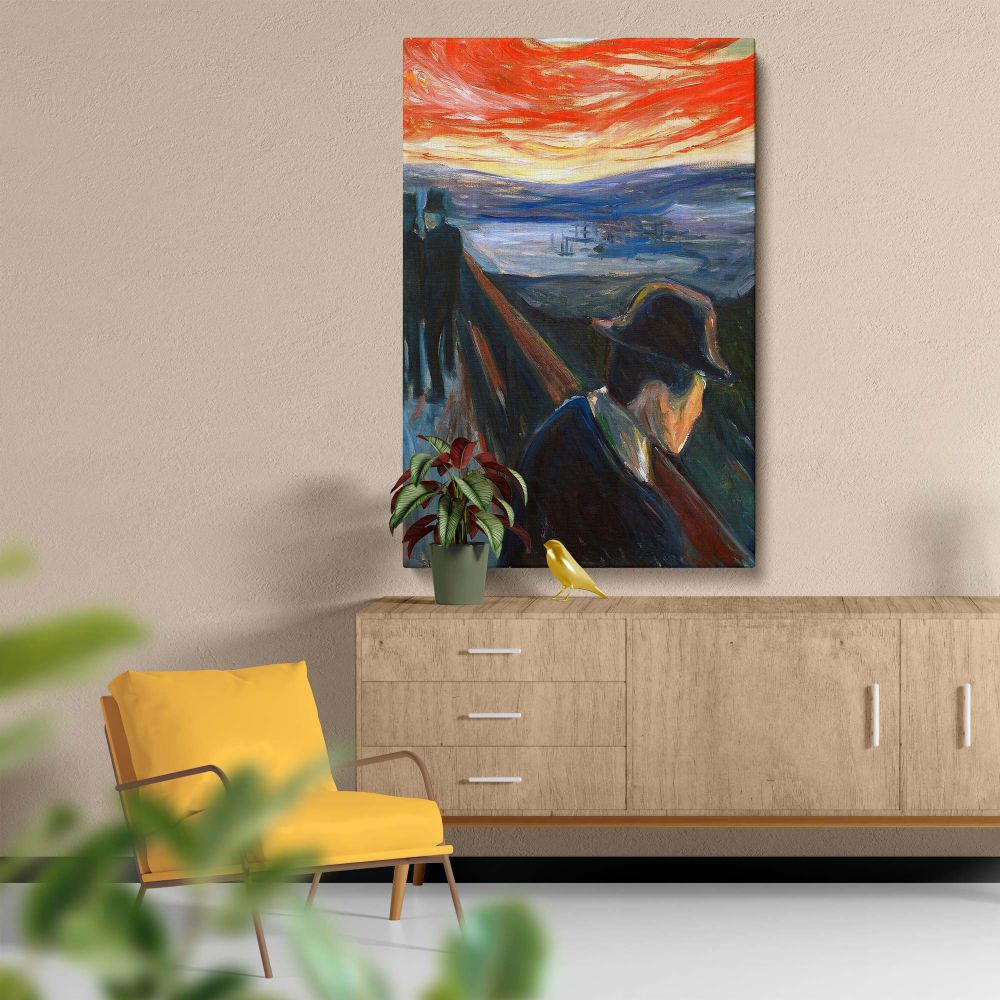 Sick Mood at Sunset - Expressionist Despair at Dusk By Edvard Munch canvas wall art - Image 5