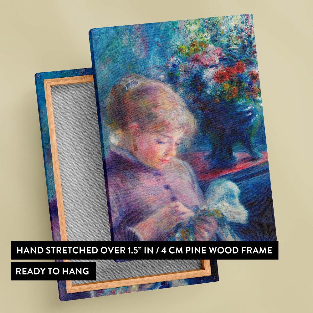 Young Woman Sewing - Graceful Seated Impressionist Figure By Pierre-Auguste Renoir canvas wall art - Image 6