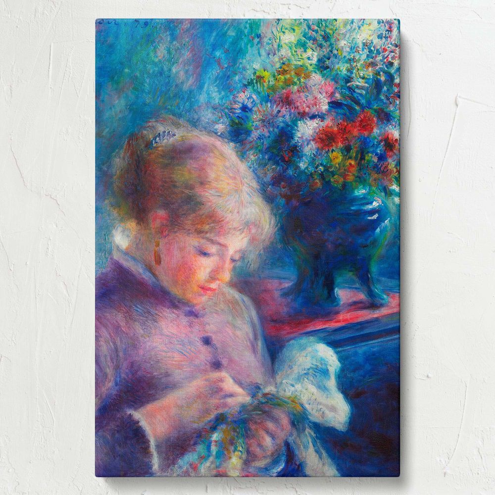 Young Woman Sewing - Graceful Seated Impressionist Figure By Pierre-Auguste Renoir canvas wall art - Image 7