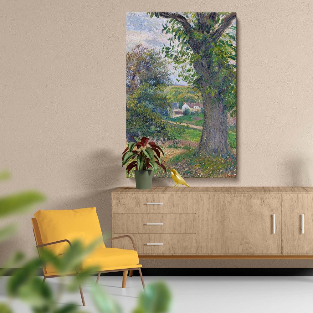 Chestnut Trees at Osny - Detailed Countryside Landscape By Camille Pissarro canvas wall art - Image 5