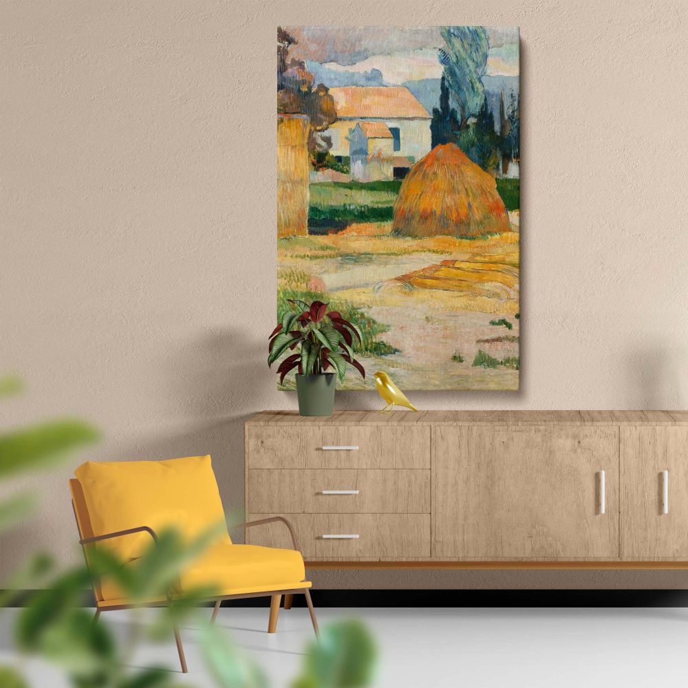 Landscape near Arles - Haystack Scene in Arles Countryside By Paul Gauguin canvas wall art - Image 5