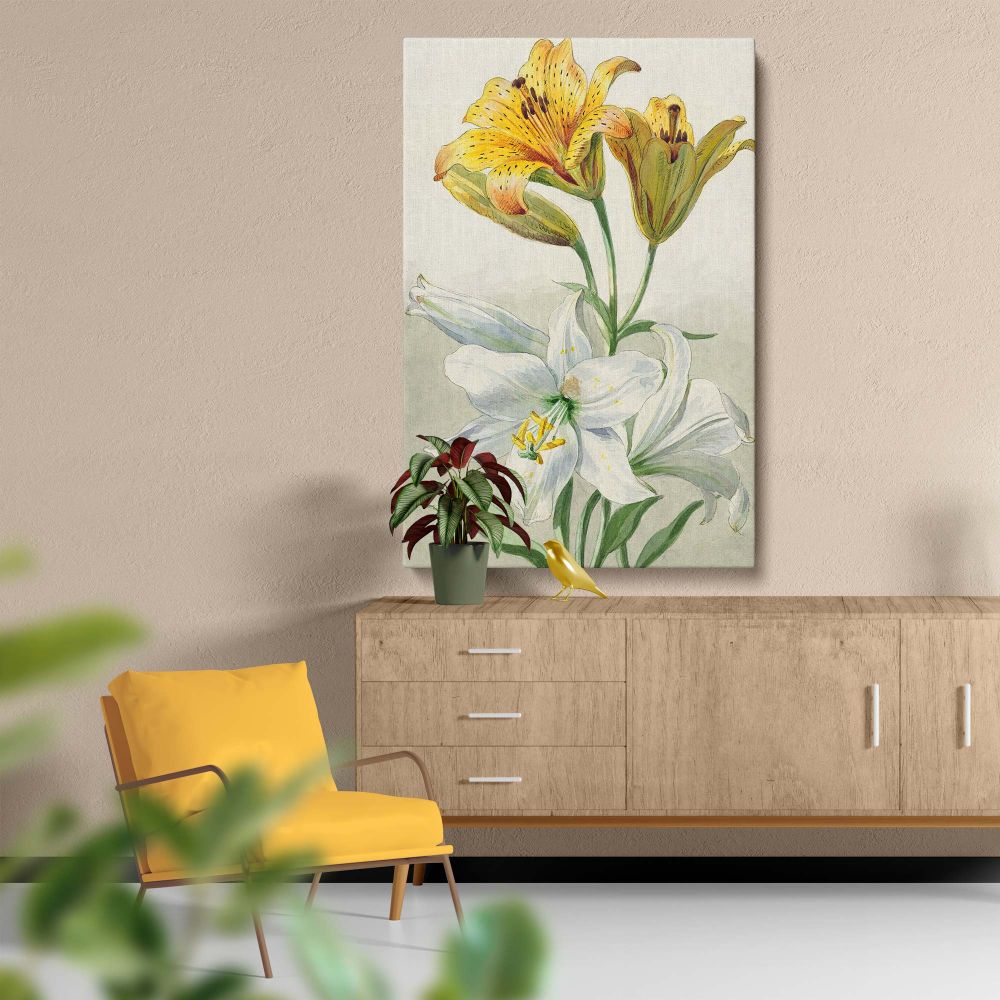 Yellow and White Lilies - Elegant 18th Century Florals By William van Leen canvas wall art - Image 5