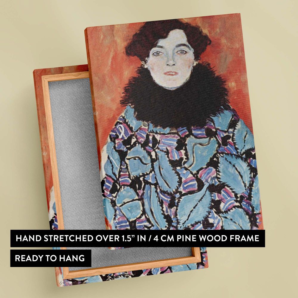 Portrait of Johanna Staude - Expressive Modern Fashion Scene By Gustav Klimt canvas wall art - Image 6
