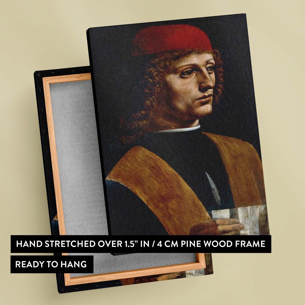 Portrait of a Musician - Renaissance Male with Red Cap By Leonardo da Vinci canvas wall art - Image 6
