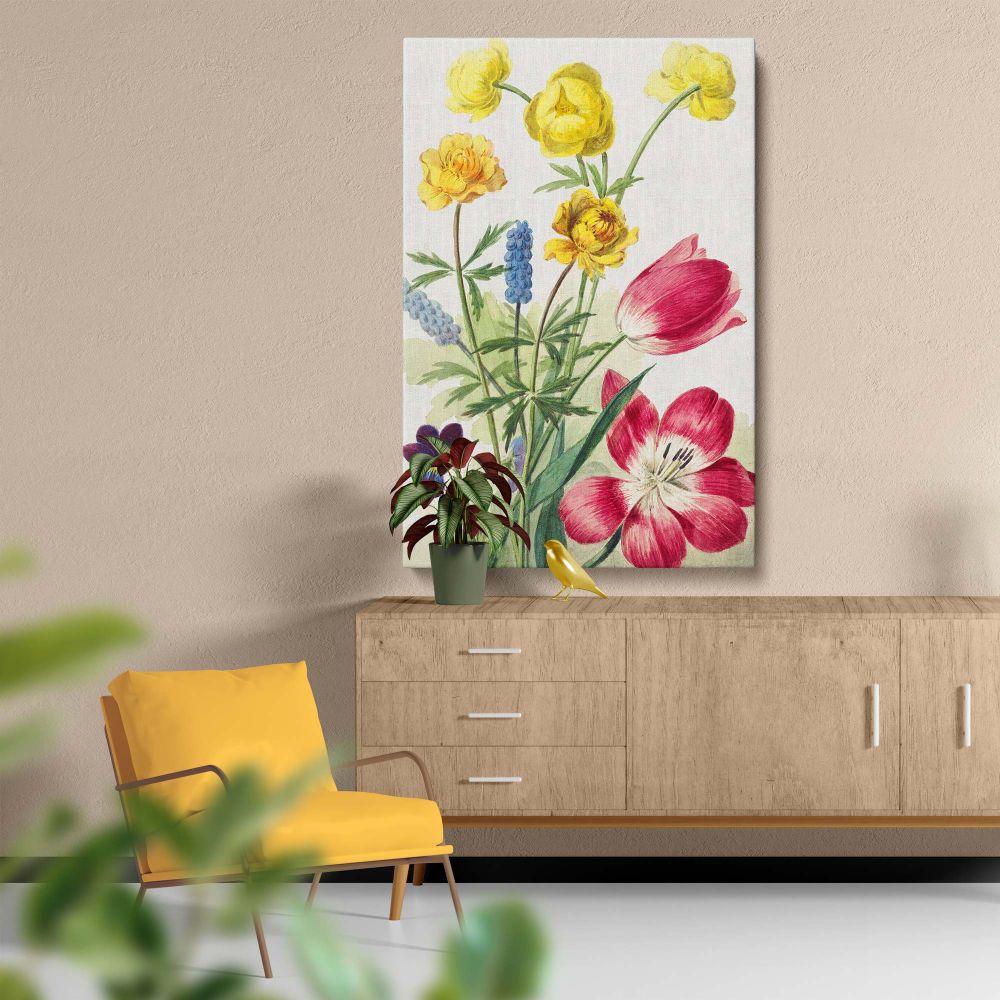 Bouquet of Tulips, Violets & Grapes - Vintage Floral Detail By Willem van Leen canvas wall art - Image 5
