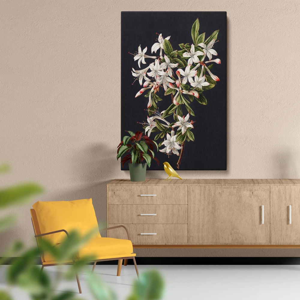 Branch of Azaleas in Bloom - White Flowers with Red Tips By M. de Gijselaar canvas wall art - Image 5