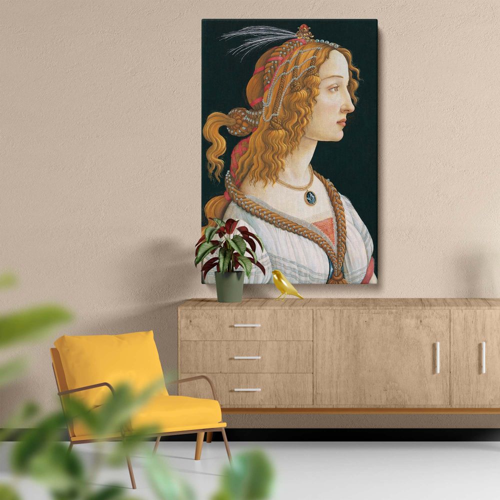Idealized Portrait of a Lady - Elegant Renaissance Profile By Sandro Botticelli canvas wall art - Image 5