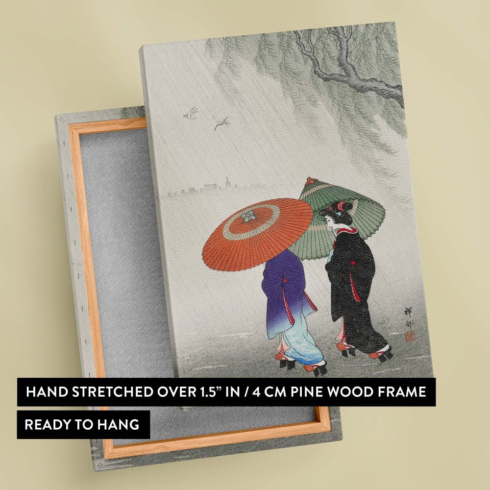 Two Women in the Rain - Japanese Kimono Umbrella Scene By Ohara Koson canvas wall art - Image 6