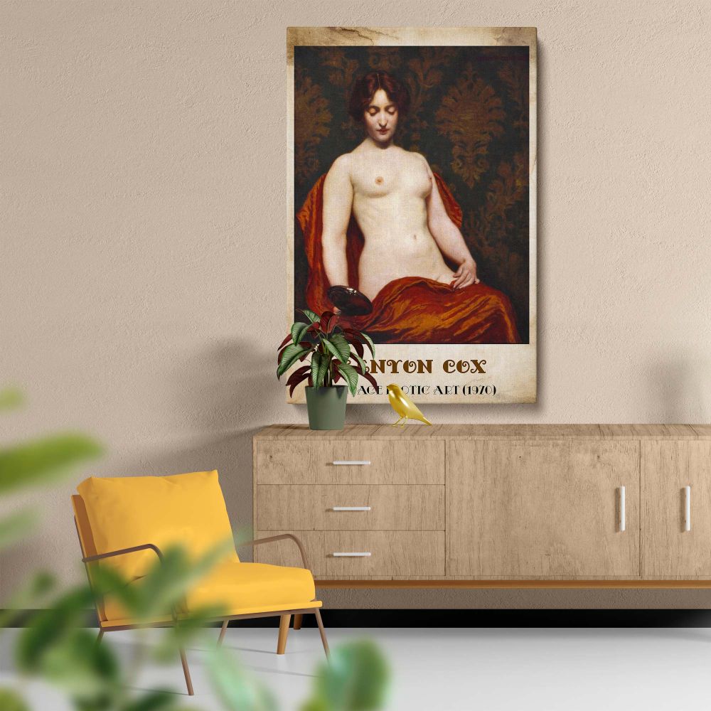 The Silver Hand Glass - Nude Woman with Mirror By Kenyon Cox canvas wall art - Image 5