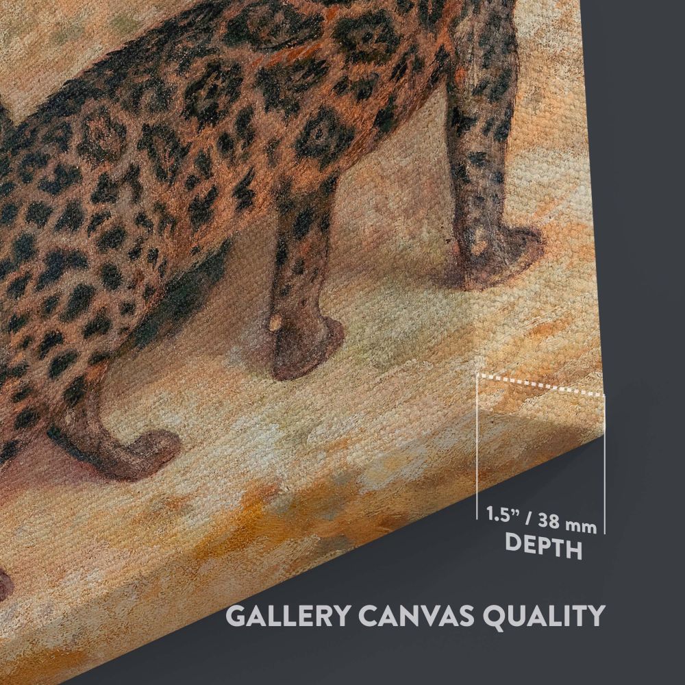 Clouded Leopards - Two Spotted Big Cats in Alert Pose By Jacques-Laurent Agasse canvas wall art - Image 3