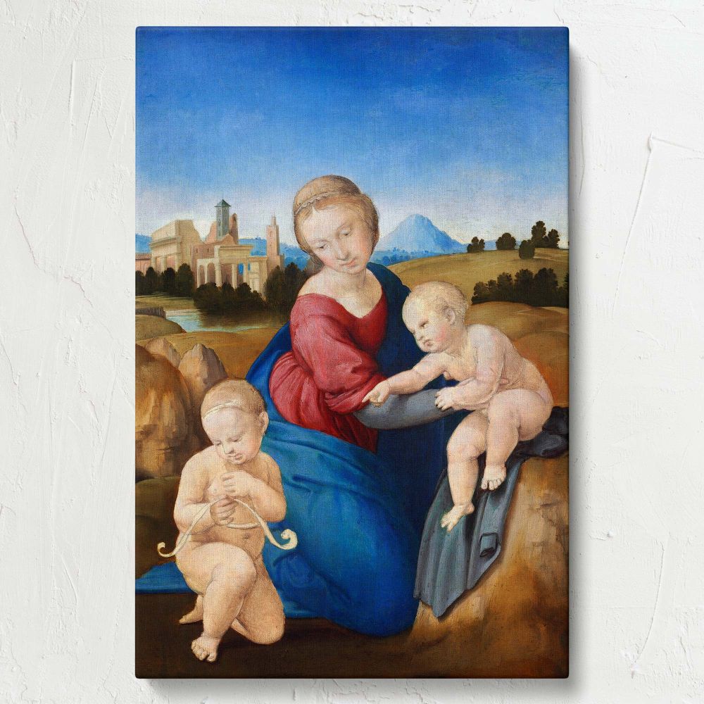 Madonna and Child with Saint John - Sacred Renaissance Trio By Raphael canvas wall art - Image 7