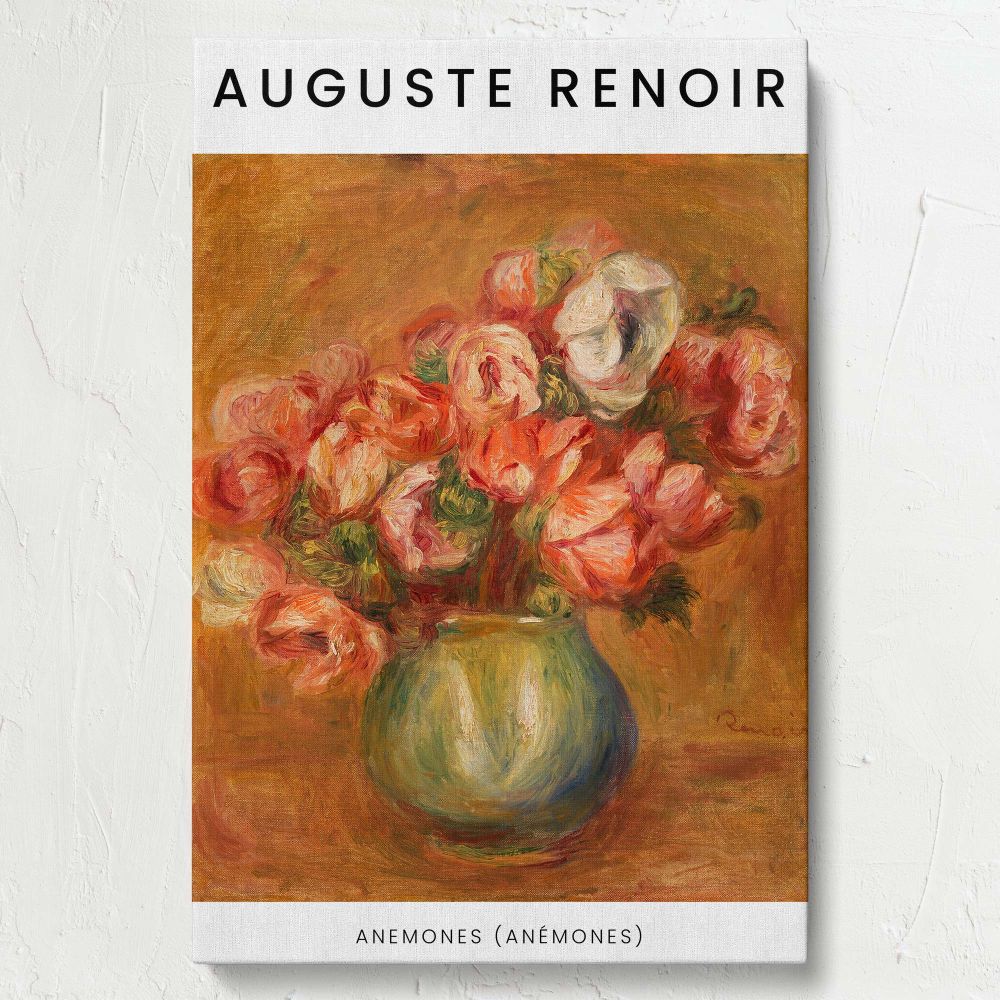 Anemones - Pink and Red Floral Painting By Pierre-Auguste Renoir canvas wall art - Image 7