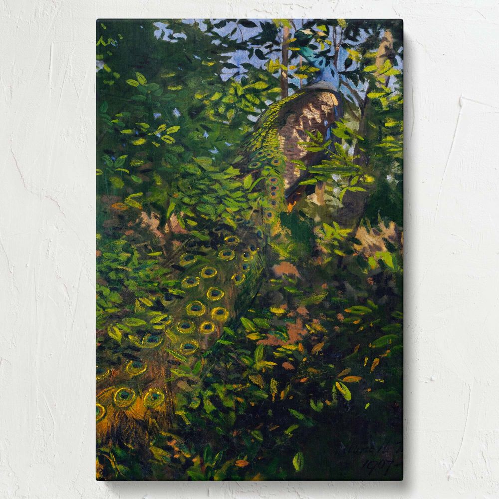 Peacock in the Woods - Vibrant Camouflaged Nature Study By Abbott Thayer canvas wall art - Image 7