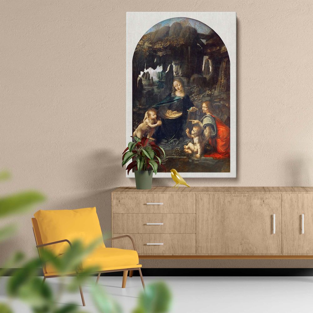 Virgin of the Rocks - Renaissance Scene with Mary & Angels By Leonardo da Vinci canvas wall art - Image 5