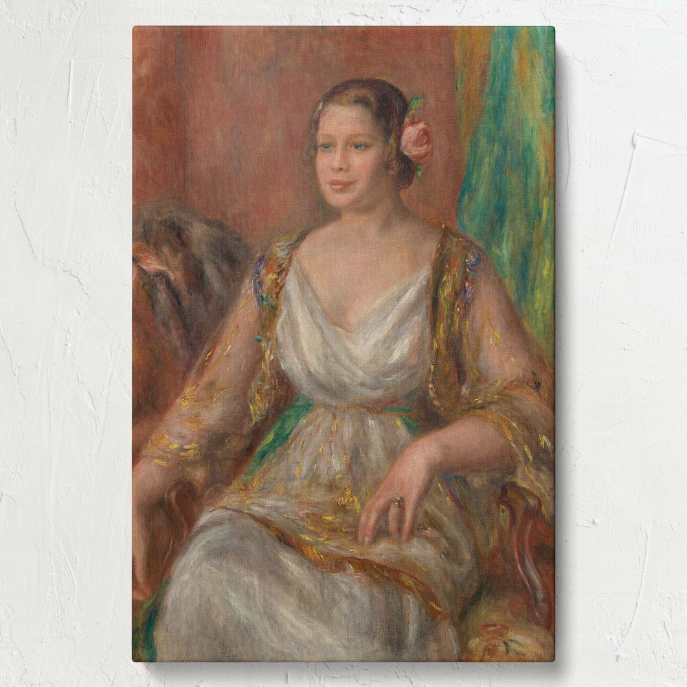Tilla Durieux - Woman in White Dress with Rose By Pierre-Auguste Renoir canvas wall art - Image 7