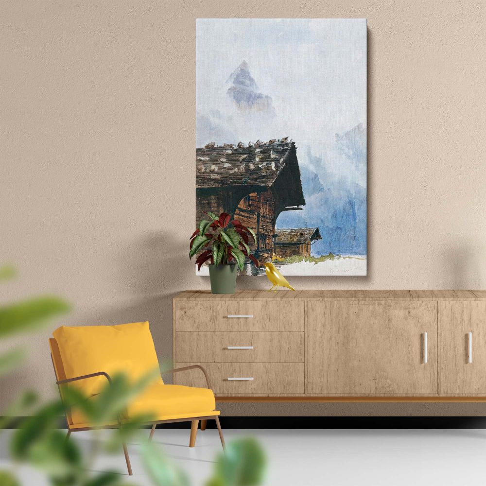 Chalets, MŸrren - Rustic Alpine Homes in Watercolor By John Singer Sargent canvas wall art - Image 5