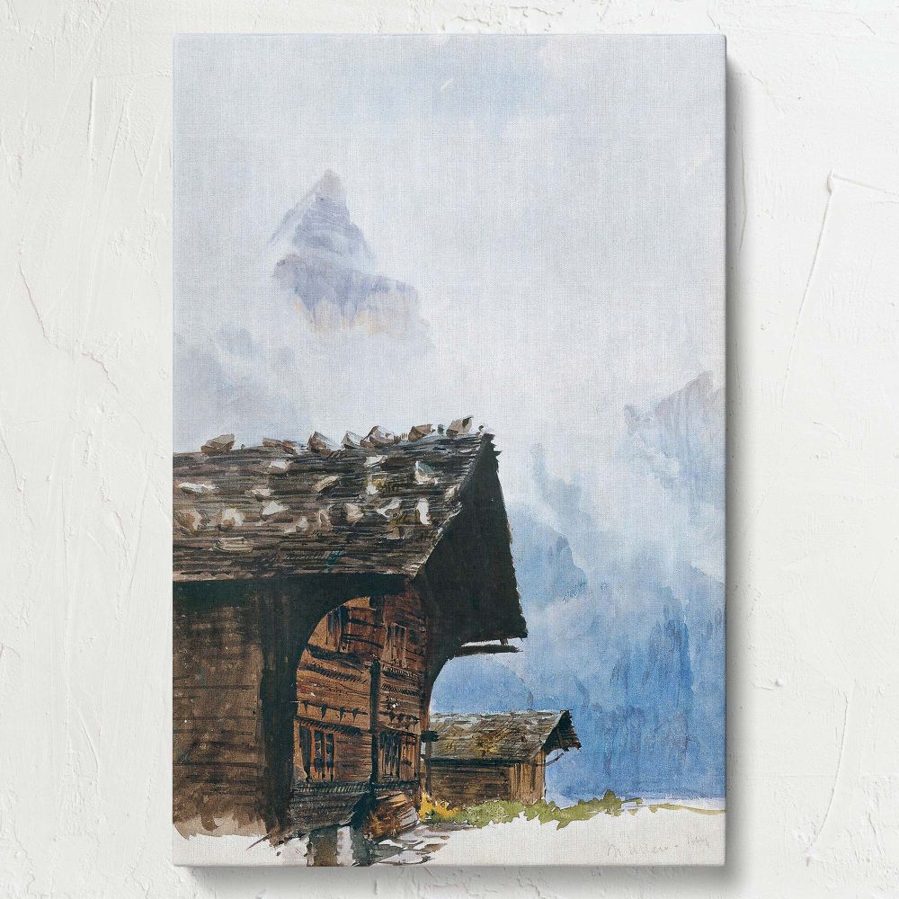Chalets, MŸrren - Rustic Alpine Homes in Watercolor By John Singer Sargent canvas wall art - Image 7