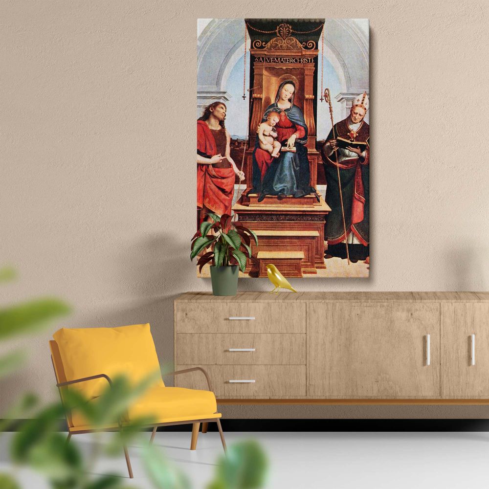 Ansidei Madonna - Virgin with Child and Saints Scene By Raphael canvas wall art - Image 5