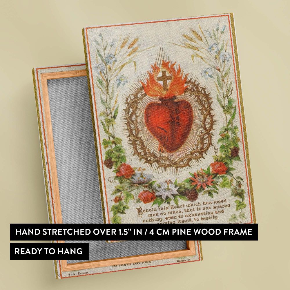Sacred Heart - Radiant Holy Symbol with Floral Border canvas wall art - Image 6