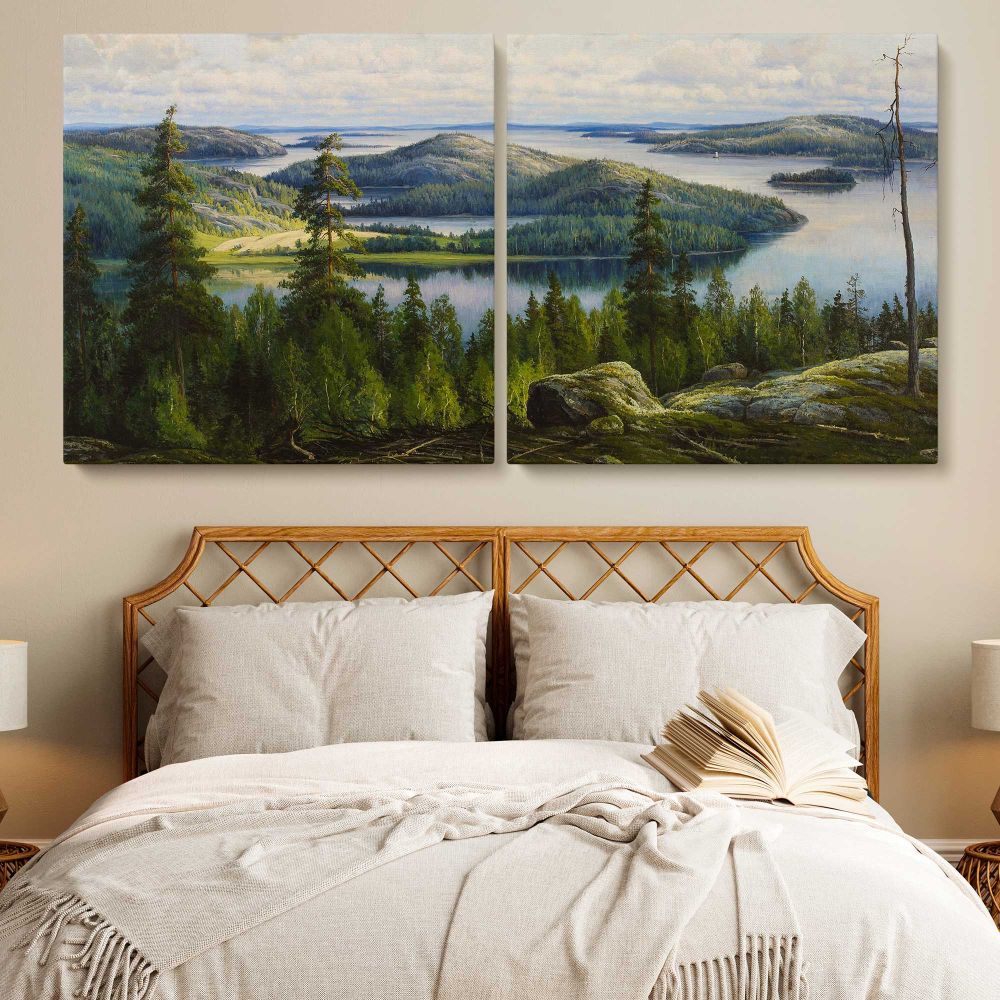 A Summer's Day on Lake Paijanne by Thorsten Waenerberg — single-panel canvas in a bedroom