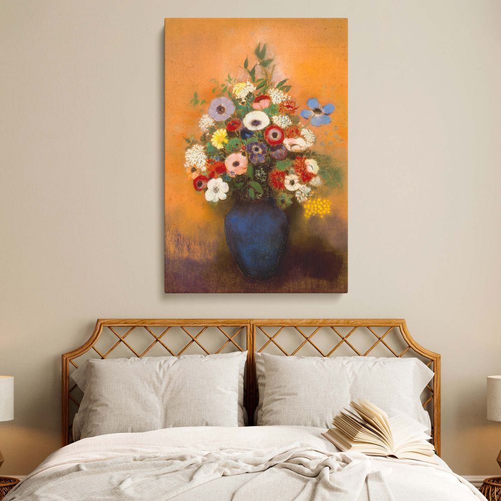 Anemones and Lilacs in Vase - Color Pastel Floral Art By Odilon Redon canvas wall art