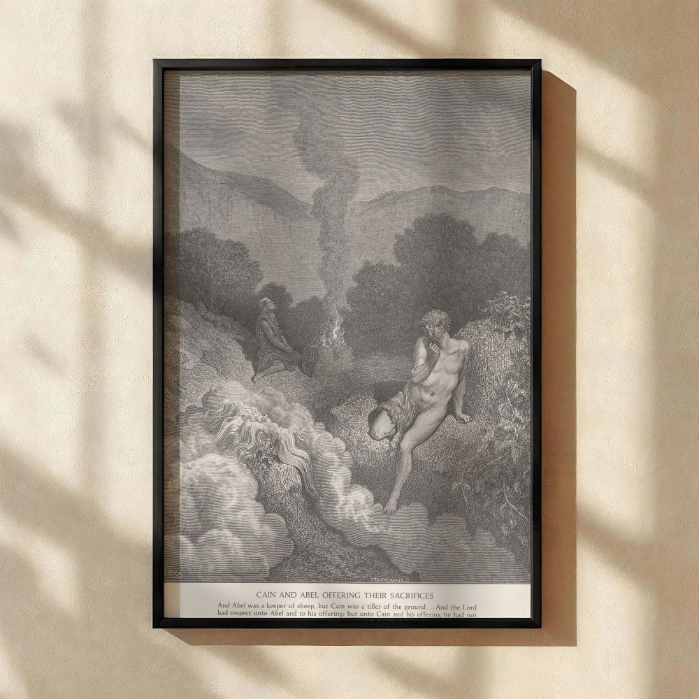 Cain and Abel Sacrifice - Favor and Rejection by Gustave Dore canvas wall art - Image 2