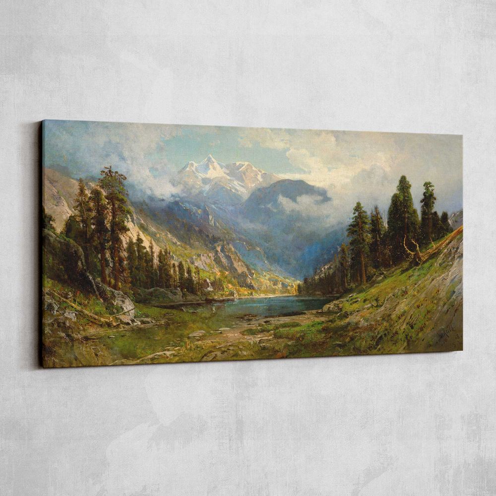 California Pines by William Keith — single-panel canvas shown on a pale studio wall