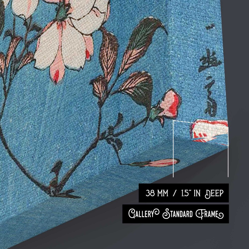 Cherry Blossoms Woodblock Print by Utagawa Hiroshige - canvas surface and wrapped edge detail