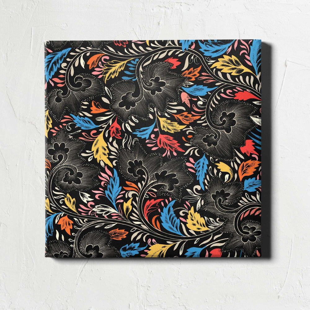 Chinese vintage seamless pattern flower background, decorative oriental art — room mockup view 1
