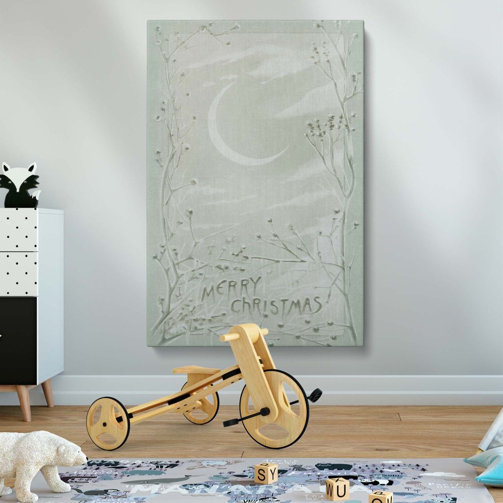 Christmas Moon and Snowy Branches - Vintage Holiday Art By L. Prang & Co. canvas wall art - Image 2