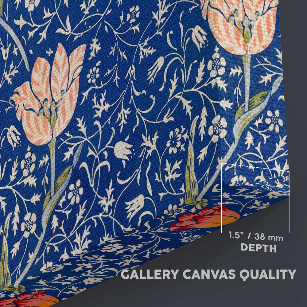 Medway Floral Pattern canvas texture and wrapped edge closeup