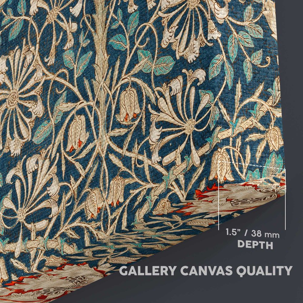 Honeysuckle Floral Pattern canvas texture and wrapped edge closeup