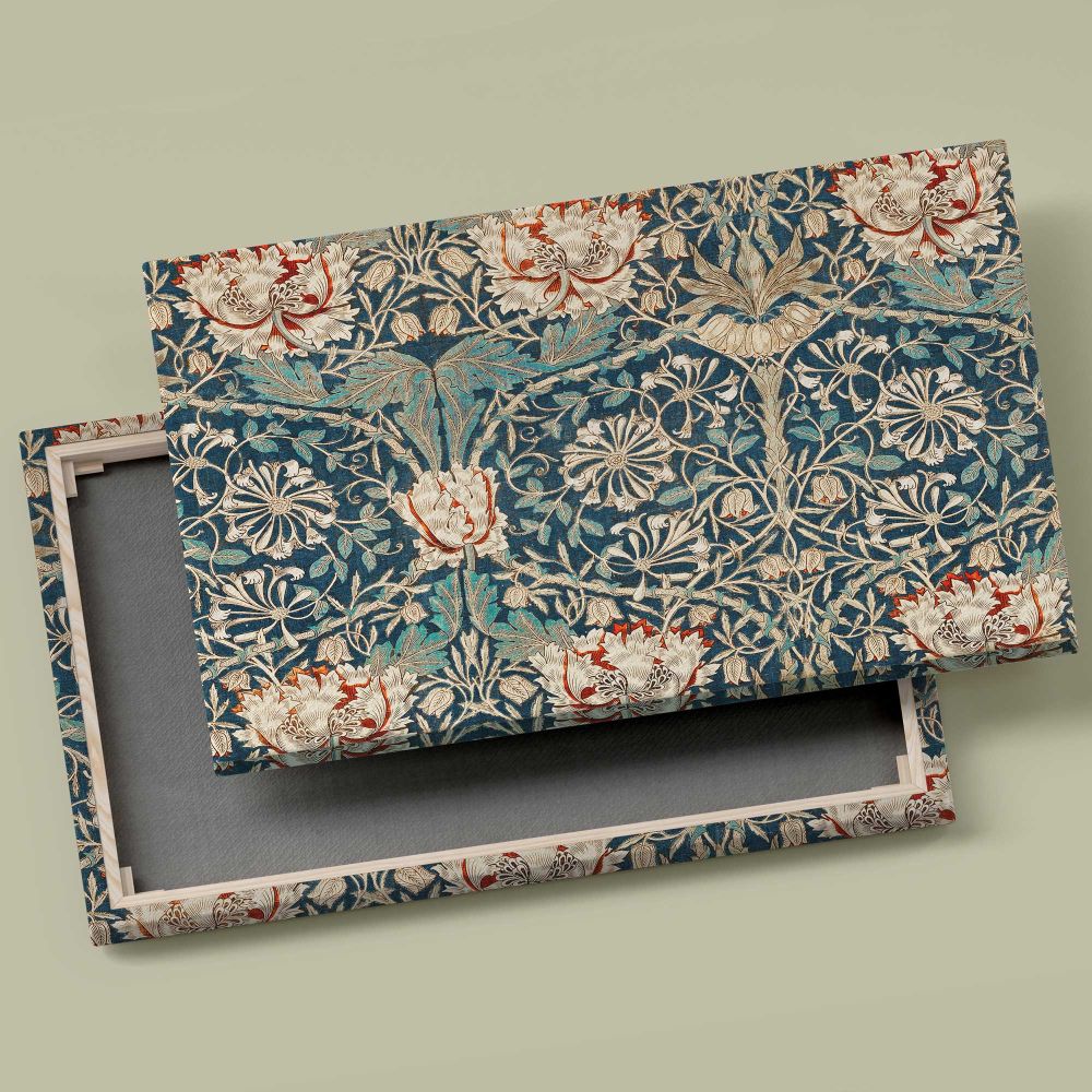 Honeysuckle Floral Pattern canvas front and rear frame view