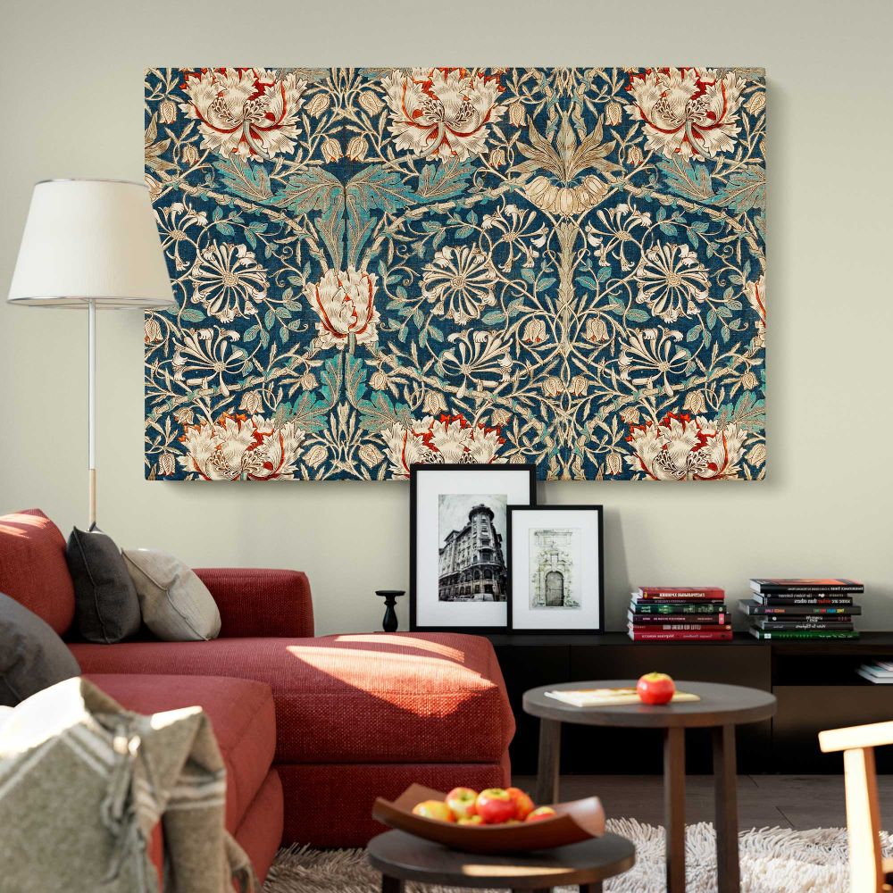 Honeysuckle Floral Pattern canvas wall art in room setting 4