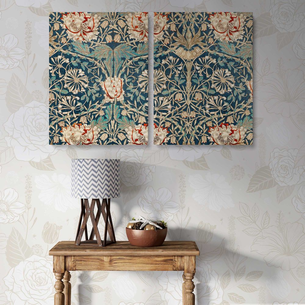 Honeysuckle Floral Pattern canvas wall art in room setting 5