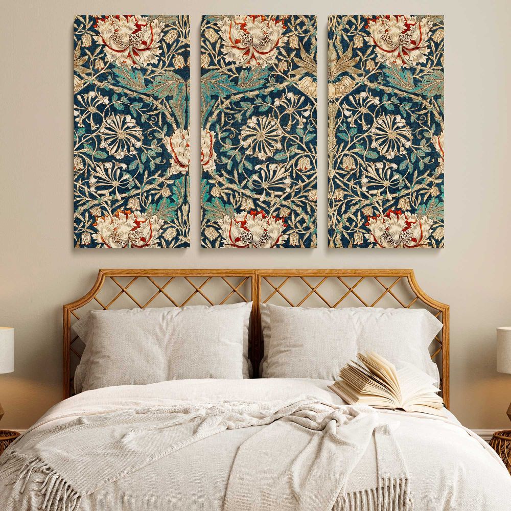 Honeysuckle Floral Pattern canvas wall art in room setting 6