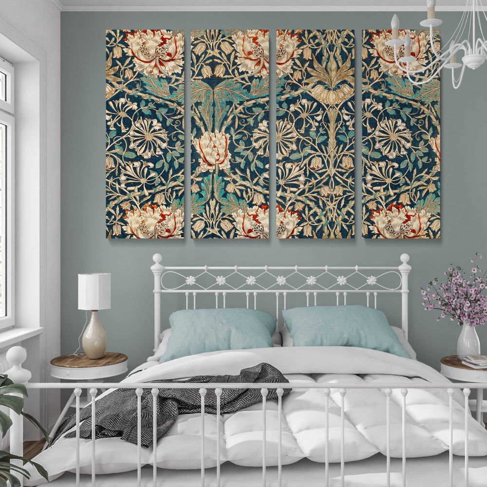 Honeysuckle Floral Pattern canvas wall art in room setting 7