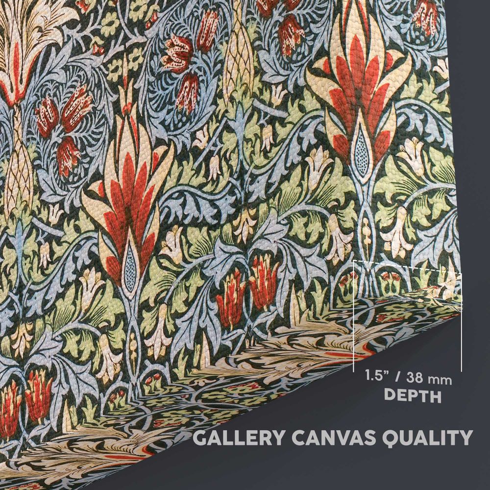 Snakeshead Floral Pattern canvas texture and wrapped edge closeup