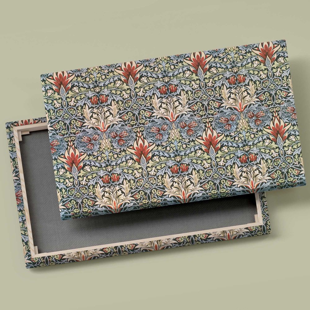 Snakeshead Floral Pattern canvas front and rear frame view